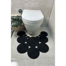 Buççin Online Mağaza Siyah Jüt, Hasır, Paspas, Banyo Paspası, Klozet Önü Paspası, Klozet Paspas, Çift Taraflı Jüt Siyah Çok Renkli