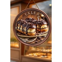 Ekler Tatlısı Temalı İpli Ahşap Kapı Duvar Süsü, Pastane, Tatlı Dükkanı, Cafe Tablo Dekoru