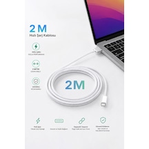 Apple Macbook Usb-c İle Uyumlu, Magsafe 3 Hızlı Şarj Kablosu, 2 Metre, Beyaz