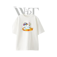 Thewert Summer Duck Tasarım Baskılı Ünisex Beyaz Oversize T-shirt