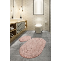 Macoroni Lila 2 Li Set Cotton Banyo Halısı Ekru