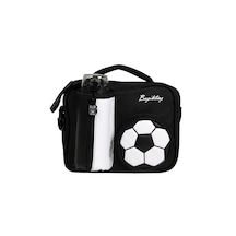 Beşiktaş Lisanslı 3d Futbol Topu Tasarımlı Beslenme Çantası - 3 Bölmeli Suni Deri Detaylı Okul Çantası Siyah - Beyaz