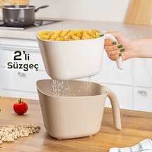 Porsima G-575 2 Parça Çok Amaçlı Plastik Süzgeç Bej Beyaz