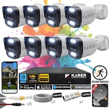 Exitcam-8'li Ahd Güvenlik Kamera Seti-gece Renkli-6 Warmled'li- Su Geçirmez-2 Mp- Full Hd