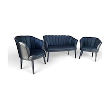 Siyah Deri Ahşap Ayaklı Ofis Koltuk Takımı Bekleme Salonu Koltuk Takımı Ofis Büro Mobilyası 2 1 1 Siyah