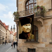 Mavi Gözlü Atatürk Portresi Poster Bayrak Premium Raşel Kumaş Ata11 Diğer