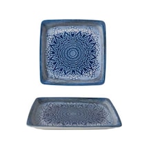 Güral Porselen19x19 Cm Pera Bone Kare Tabak 1 Adet Mavi Mavi