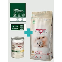Bonacibo Adult Tavuklu Kuru Mama 2 Kg & Soslu Ciğerli Konserve Avantaj Paketi 6x400 Gr