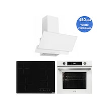 Alveus Afm Serisi FM7701 + V6-04 + FM3301 R-line Vitro. Elektrikli Cam Beyaz Ankastre Set