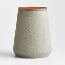 Crate & Barrel Ethan 5 Lb Ahşap Kapaklı Ekstra Büyük Seramik Kutu, Şık Ve Fonksiyonel Depolama Saklama Kapları Çok Renkli