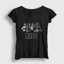 Presmono Kadın Members Kiss T-shirt Siyah