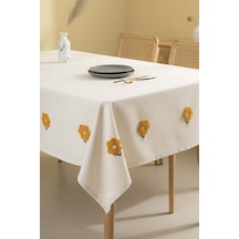 Rivaistanbul Florita Sarı Punch İşlemeli Dertsiz Leke Tutmaz Masa Örtüsü 160x220 CM