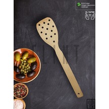 Gürgen Ağacı El Yapımı Tahta Ahşap Süzgeç Servis Spatula 32cm