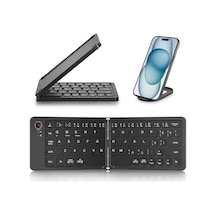 Coverzone Katlanabilir Kablosuz Bluetooth Klavye Ent 67 Tuş Makas Mekanizmalı, İos Android Windows Uyumlu, Usb-c Şarjlı, 150 Mah Batarya, 10 M Menzil, Çift Katlanır Taşınabilir Tasarım B028 Siyah