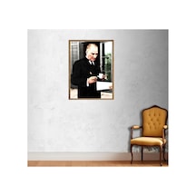 Poster Atatürk Tablosu Yüksek Kalite Tek Parça Ahşap Ceviz Eskitme Çerçeveli Çok Renkli - 815202183 Çok Renkli