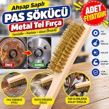 Metal Telli Fırça Ahşap Saplı Pas Kir Sökme Temizleme Fırçası Adet Fiyatıdır Diğer
