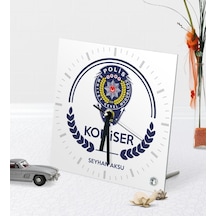 Kişiye Özel Komiser Temalı Masaüstü Kare Cam Saat - 2