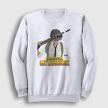 Presmono Unisex Cartoon Pubg Sweatshirt Beyaz