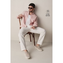 Avva Erkek Beyaz Beli Lastikli %100 Keten Relaxed Fit Pantolon B003032
