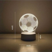 Fortunelane Küçüklerin Odası İçin Futbol Desenli 3d Led Gece Lambası - Dokunmatik, 3 Renk Ve Parlaklık Ayarlı, Usb Beslemeli, Güv