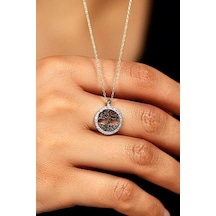 Roza Silver Zirkon Taşlı Rodyum Yaşam Ağacı Gümüş Kolye