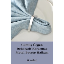 Gümüş Üçgen 6 Adet Dekoratif Peçete Halkası - Napkin Ring - Karar