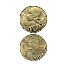 Fransa, 20 Centim 1962-2001, Ççt Eski Madeni Para