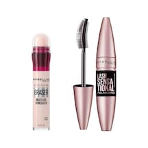 New York Lash Sensational Yelpaze Etkili Intense Black Maskara - Ekstra Siyah & Instant Anti Age Eraser Kapatıcı - 03 Çok Renkli