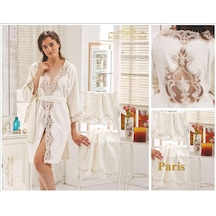 Bonny Home Fransız Dantelli Çeyizlik Balayı Kadın Bornozu Seti (387214748) Çok Renkli