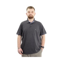 Mode Xl Battal Beden Erkek Tshirt Polo Yaka Nakışlı Klasik Pike 20553 Antrasit Antrasit
