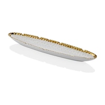Hammered Whıte Gold Küçük Kayık Tabak 41x7,5x4 Cm