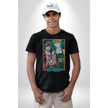 Spy X Family Anime Özel Tasarım Unisex Unisex Siyah Organik Baskılı T-shirt Penye Yüksek Kalite Siyah