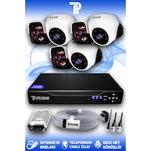 Picam 6 Kameralı Panda 3 İç Kamera Set HDD'siz Full HD Gece Görüşlü Güvenlik Kamerası Sistemi