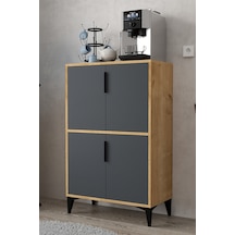 1403 Ada Çok Amaçlı Dolap , Kahve Köşesi , Kiler Dolabı , Mutfak Standı 4 Kapılı , Safir Antrasit Antrasit - Safir