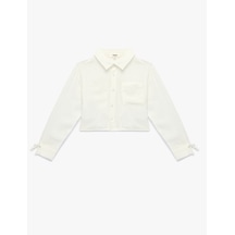 Koton Viskon Karışımlı Tek Cepli Uzun Kollu Crop Gömlek Ekru 6skg60170aw Ekru
