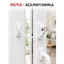 Pencere Açılma Emniyet Kilidi Beyaz Kablolu Anahtarlı Çocuk Güvenlik Aparatı