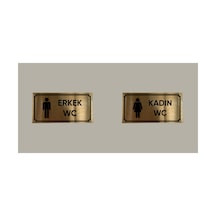 Gold Aluminyum Kapı İsimliği Erkek Kadın Wc Yazılı İkili Arkası Yapışkanlı 10x20 Cm