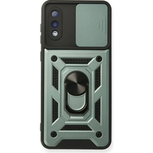 Samsung Galaxy Uyumlu A02 Kılıf Pars Lens Yüzüklü Silikon - Yeşil Diğer