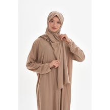 Sallı Fermuarlı Pratik Namaz Elbısesı Vızon Vizon