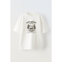 Thewert Unisex Deer Hunting Club Tasarım Baskılı Pamuk Beyaz Oversize T-shirt