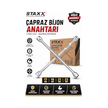 Staxx Bjn1721 Çapraz Bijon Anahtarı 17-19-21-23 Mm Ağır Hizmet Çelik Bijon Sökme Anahtarı