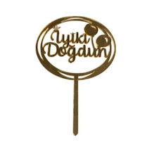 Balonlu İyiki Doğdun Yazılı Aynalı Pleksi Altın