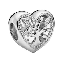 Nur Silver Aşk Ağacı Kalp Gümüş Charm - NUR-CM00233