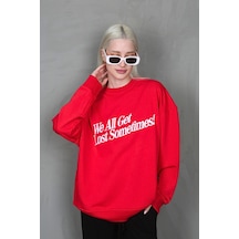 Madmext Kırmızı Baskılı Sweatshirt Mg1901 Kırmızı