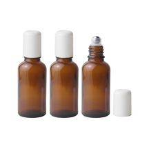 3 X 30 Ml, Boş Kehribar Renkli Cam Şişe, Paslanmaz Çelik Rulo Küreli, Uçucu Yağlar İçin Doldurulabilir Deneme Kabı, Parfüm, Dudak Balsamı