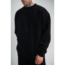 Yake Store Uzun Kol Bisiklet Yaka Basic Sweatshirt - Siyah - Siyah