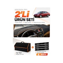 Honda Accord 2002-2008 Uyumlu Torpido Örtüsü + Tay Tüyü Bagaj Çantası + Sticker - Siyah Kahverengi