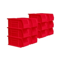 - 30230red 30230 Akrobins Asmak İçin Plastik Saklama Kabı, İstiflenebilir Kap, 27,9 X 12,7 Cm, Kırmızı, 12 Adet 0