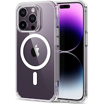 Iphone 14 Pro Max Kılıf Kamera Lens Korumalı Magsafe Destekli Şeffaf Darbe Emici Sert Kapak