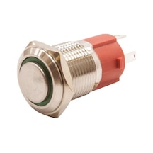 Motorobit 16D-G1-E 16Mm Çıkık Yaylı Işıklı Metal Buton - Yeşil